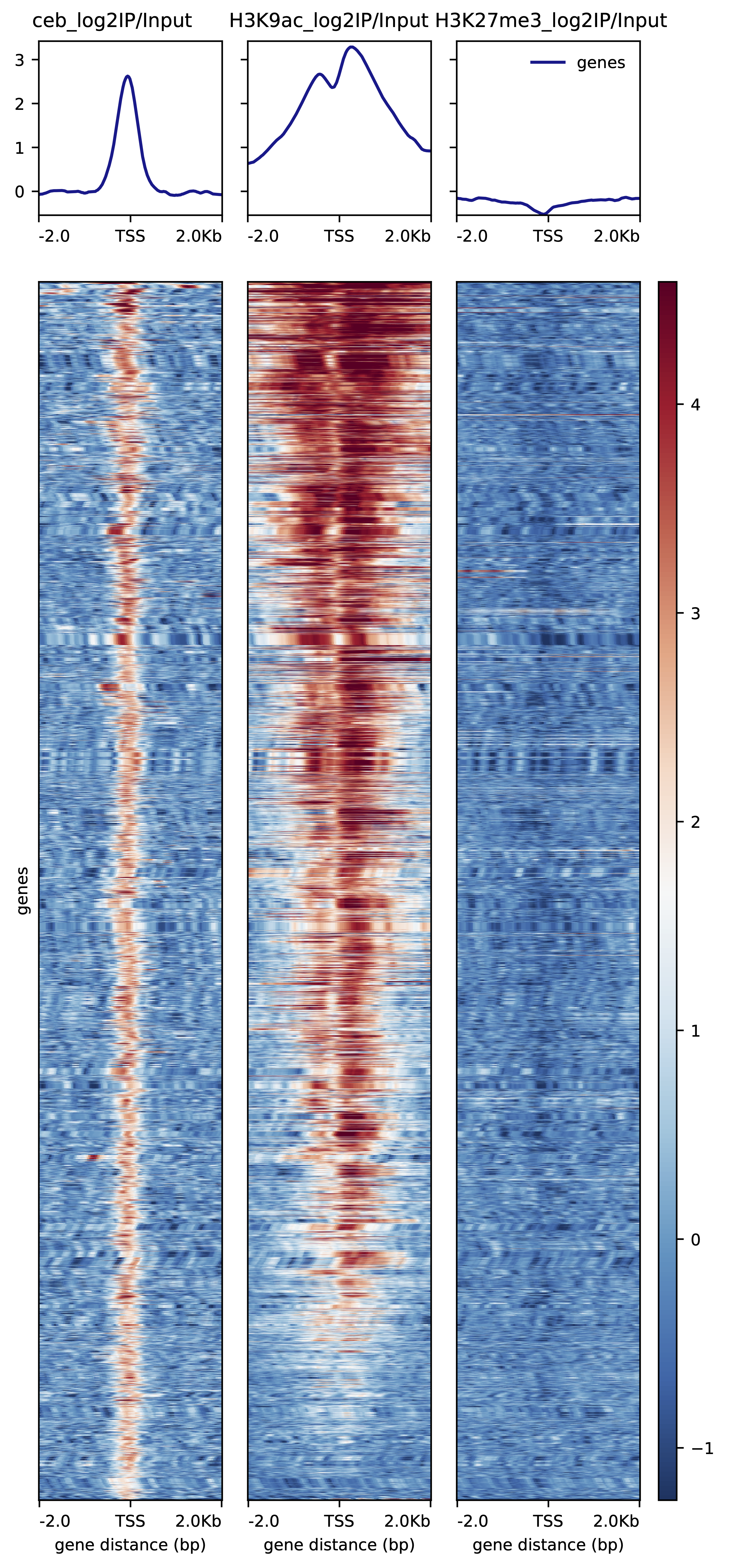 Multi-mark heatmap at CEBPA-bound promoters